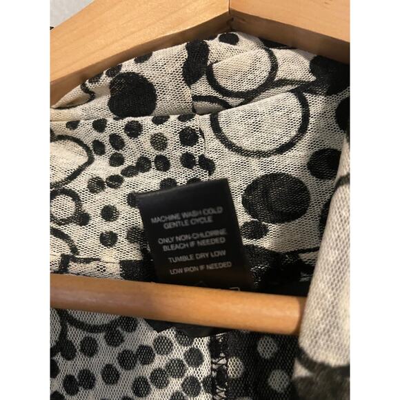 Ali Miles Cardigan Womens Large Black White Open Front 3/4 Sleeve Mesh Artsy - Picture 6 of 9